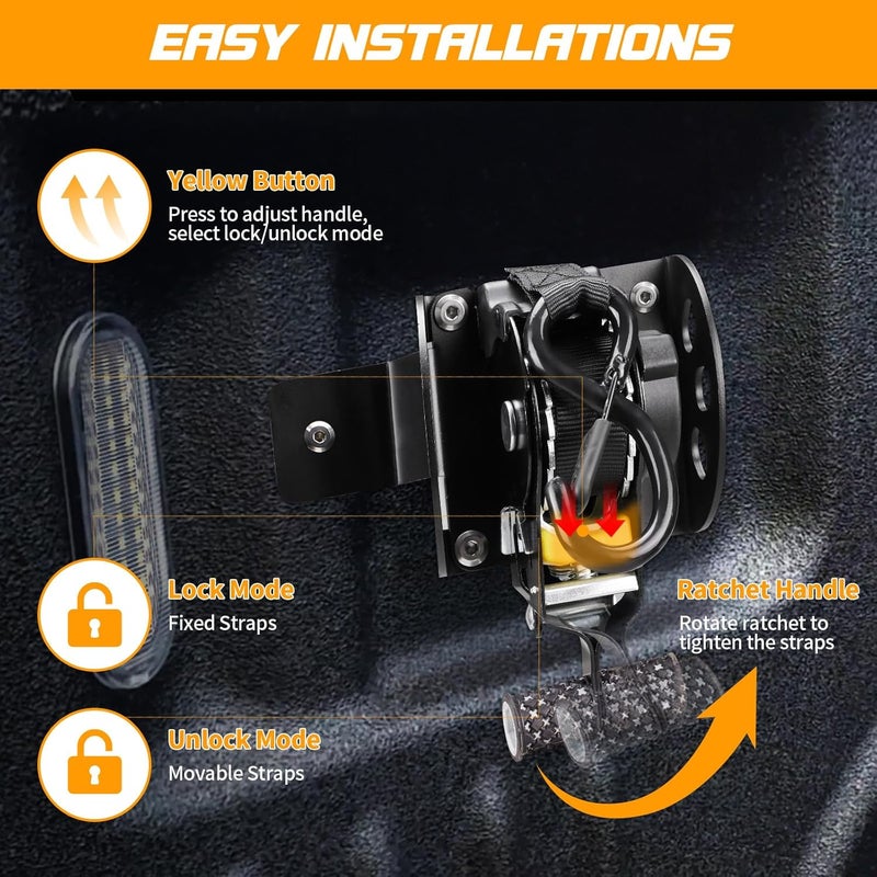 Hifybaty Retractable Ratchet Straps Compatible with 2022-2025 Ford Maverick Retracting Straps Auto Retract Securing Strap Tie Down System for 2024 Maverick Truck Bed Accessories - Image 5